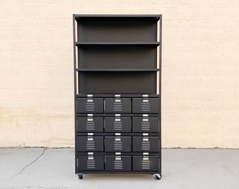 Custom 3 X 4 Locker Basket Unit on Casters With Three Shelves, Matte Black, Free U.S. Shipping