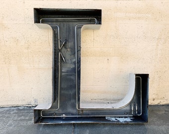 Jumbo Mid Century Channel Letter L Architectural Salvage Wall Sign, Free U.S. Shipping