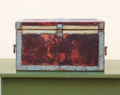 Gothic Leather and Pressed Metal Trunk with Eagle, Free U.S. Shipping