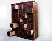 Large Antique Multi-Drawer Storage Cabinet, circa 1890s, Free U.S. Shipping