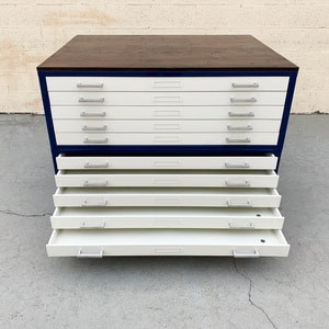 Vintage Flat File "double Stack" Cabinet With Reclaimed Wood Top ...