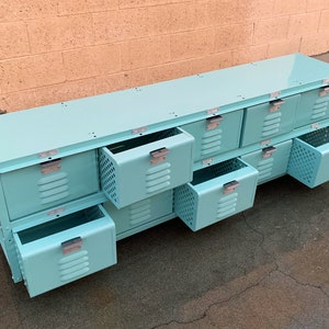 Custom 5 x 2 Locker Basket Unit in Monochrome Sea Foam Green, Free U.S. Shipping
