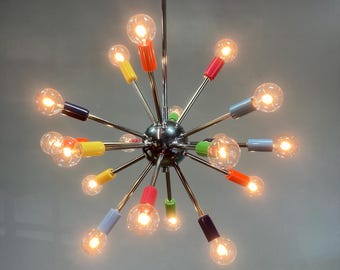 Multi-Colored Powder-Coated Sputnik Chandelier