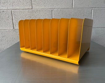 1970s 8 Slot Paper Organizer Refinished in Yellow