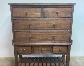 Rustic-Style Dark Wood Chest of Drawers