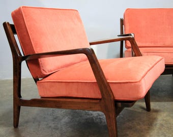 Set of Fully Restored Mid-Century Scandavian Lounge Chairs by Selig, 1950's