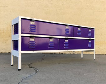 Custom 5 x 2 Locker Basket Unit with Specialty Triple Wide Baskets in Amethyst, Free U.S. Shipping