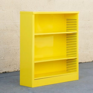 1960s Steel Tanker Style Bookcase in Yellow, Custom Refinished to Order, Free U.S. Shipping image 2
