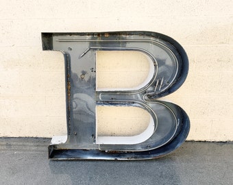 Jumbo Mid Century Channel Letter B Architectural Salvage Wall Sign, Free U.S. Shipping