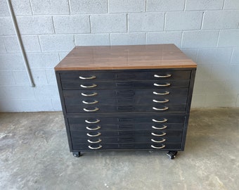 Double Stack Patina Flat file with Walnut Top