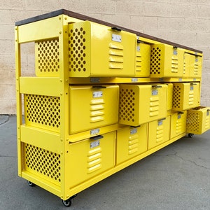 Custom Made 5 x 3 Locker Basket Unit with Walnut Top, Free U.S. Shipping