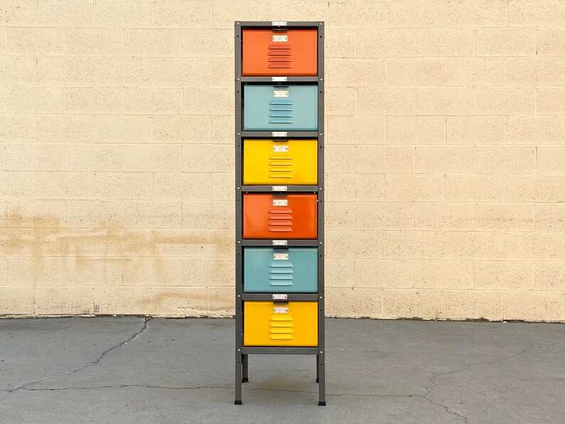 Custom Made 1 x 6 Locker Basket Unit with Multi-Colored Baskets, Free U.S. Shipping image 3