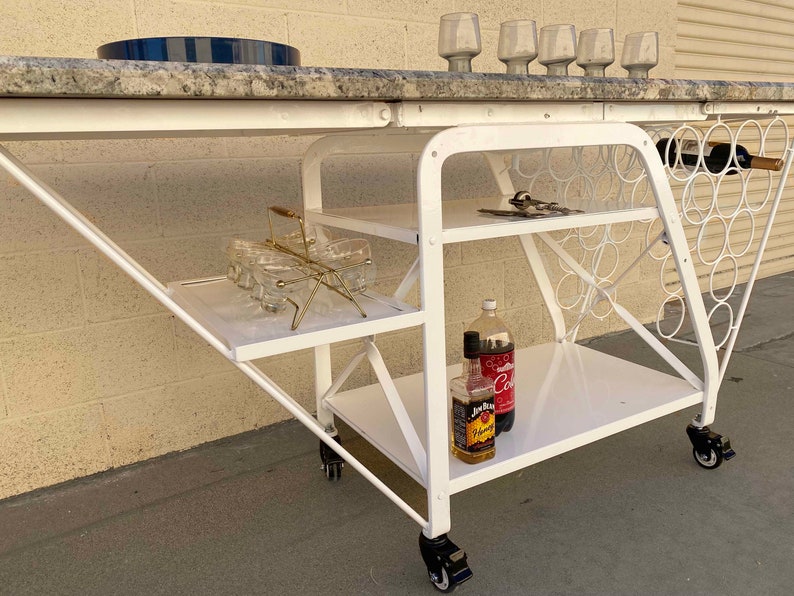 Granite Top Rolling Bar Cart image 2