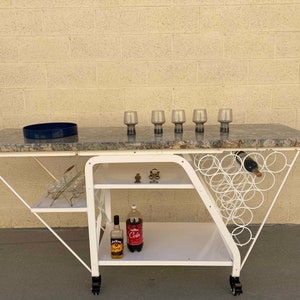 Granite Top Rolling Bar Cart image 1