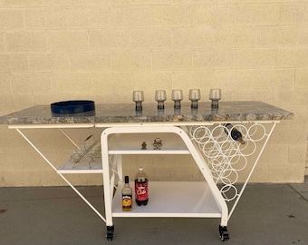 Granite Top Rolling Bar Cart