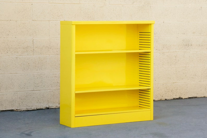 1960s Steel Tanker Style Bookcase in Yellow, Custom Refinished to Order, Free U.S. Shipping image 3