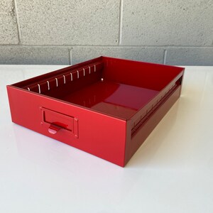 Mid Century Steel Drawer Insert, Repurposed as Organizer / Container, Refinished in Ruby Red
