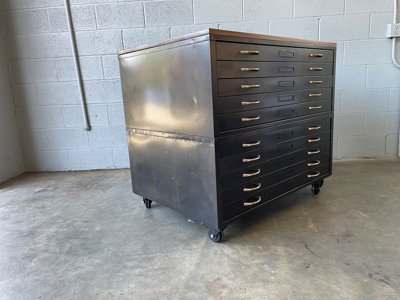 Double Stack Patina Flat File With Walnut Top - Etsy