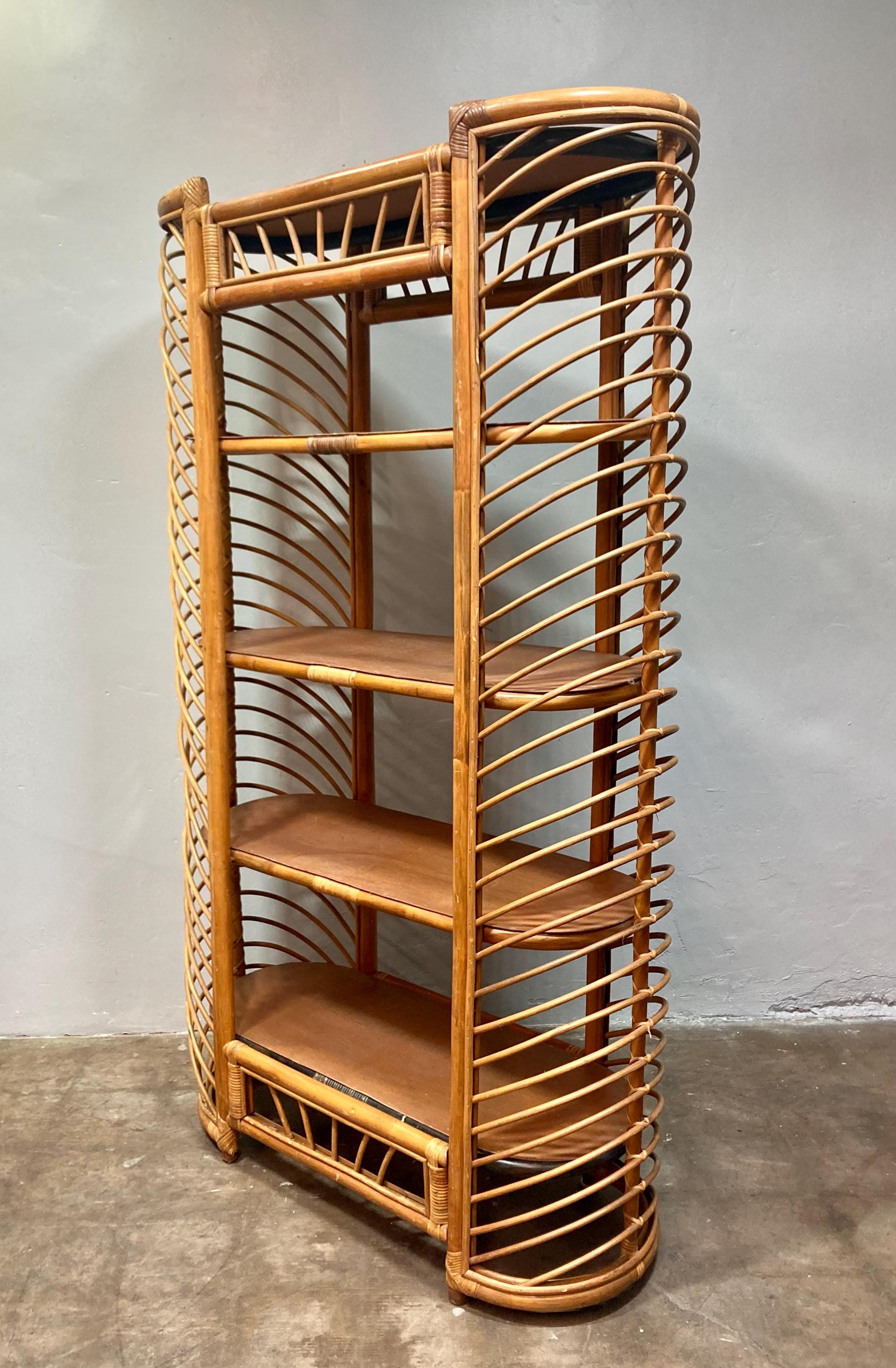 1970's Bohemian Bamboo and Rattan Bookcase - Etsy