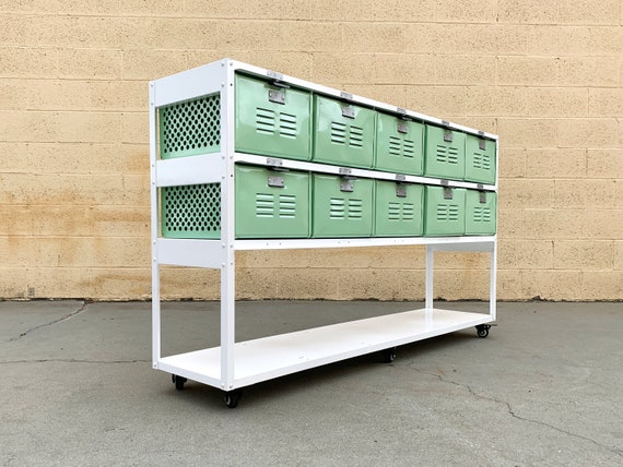 Custom Made 5 X 2 Locker Basket Unit With Shelf And Casters Etsy