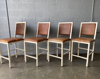 Custom Leather and Steel Bar Stools