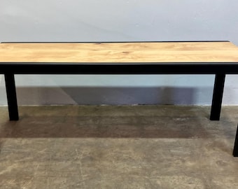 Custom Alder Wood & Steel Bench - FREE US Shipping