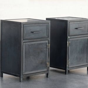 Custom Industrial Steel Nightstand Lowboy Cabinets by Rehab Vintage Interiors, Made to Order, Free U.S. Shipping