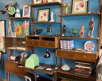 Large Danish 1960's Teak Modular Wall Unit by Selig