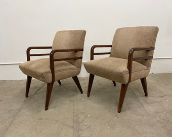 Mid Century Modern Stow Davis Walnut Lounge Chairs, Pair