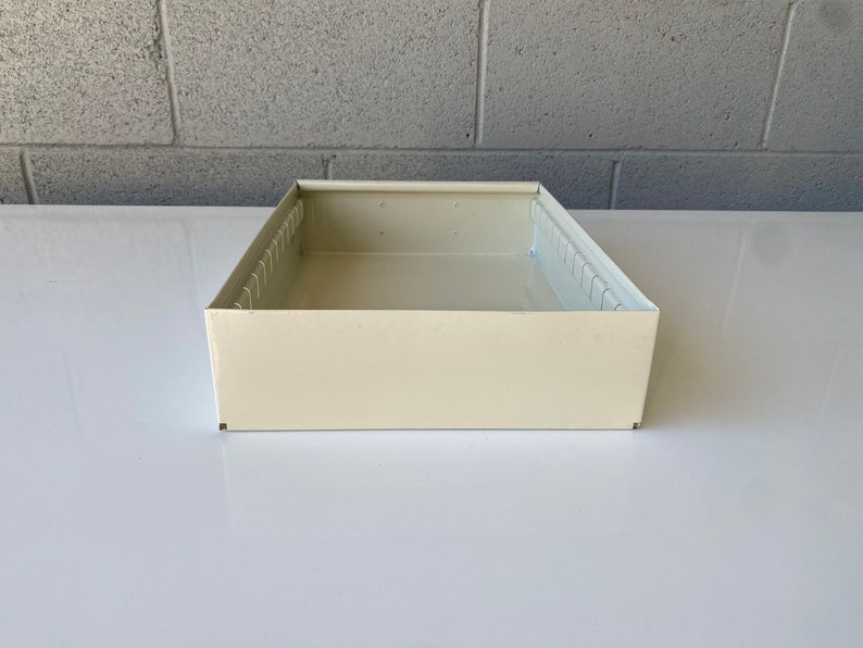 Mid Century Steel Drawer Insert, Repurposed as Organizer / Container, Refinished in Pearl image 3