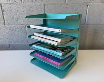 6-laags bestands-/papierorganizer in Tiffany Blue