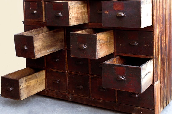 Large Antique Multi Drawer Storage Cabinet Circa 1890s Free Etsy