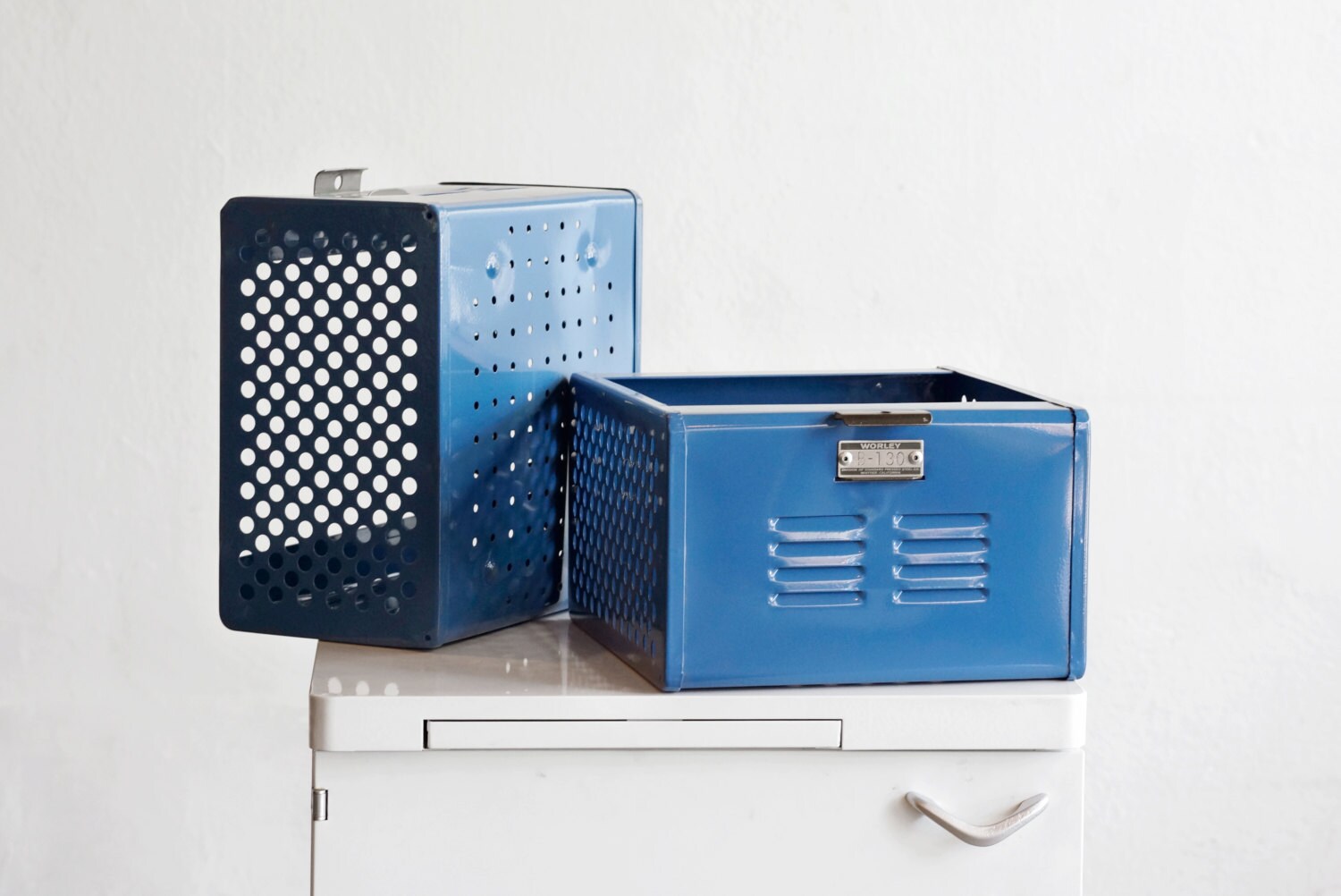 1950s Reclaimed Locker Basket Refinished in Moon Blue Free Etsy