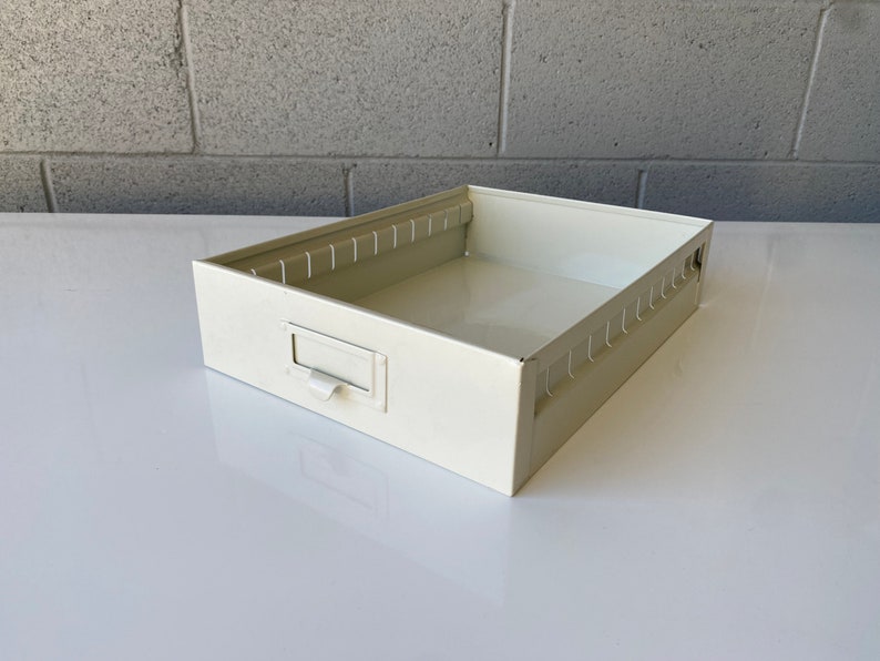 Mid Century Steel Drawer Insert, Repurposed as Organizer / Container, Refinished in Pearl image 1
