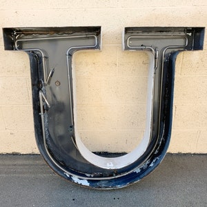 Jumbo Mid Century Channel Letter U Architectural Salvage Wall Sign, Free U.S. Shipping image 1