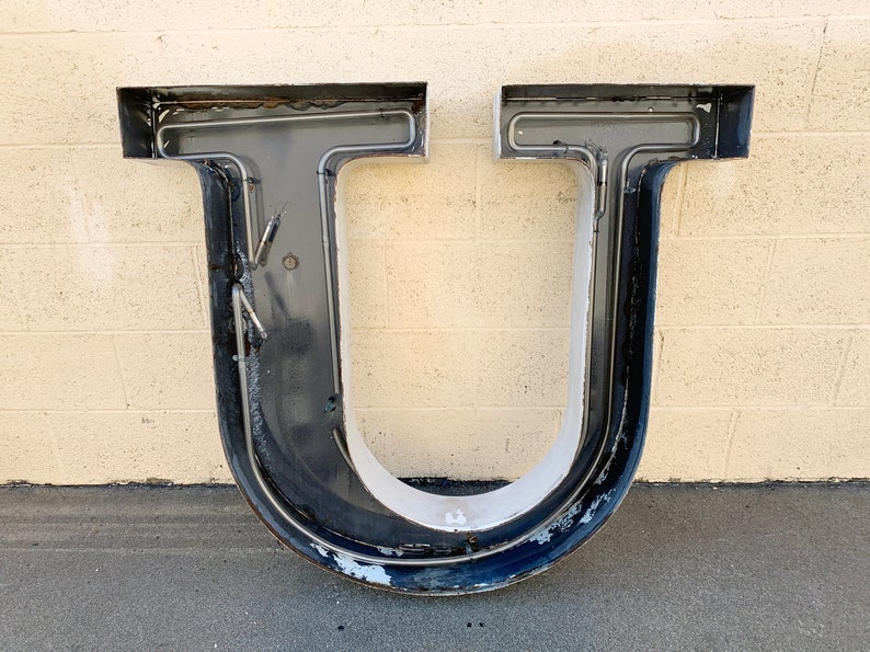 Jumbo Mid Century Channel Letter U Architectural Salvage Wall Sign, Free U.S. Shipping image 1