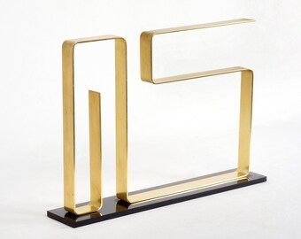 Dan Murphy Modernist Brass Sculpture, "Neon," 1976, Free Shipping