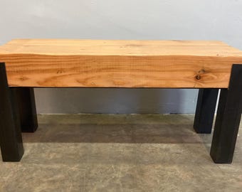 Custom Steel & Reclaimed Fir-Beam Bench - FREE US Shipping