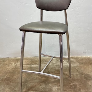 Cast Aluminum Bar Stool with Fresh Leather Upholstery