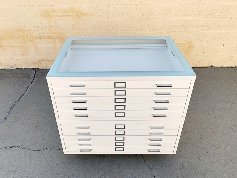 Vintage Flat File "double Stack" Cabinet Table, Custom Refinished to ...