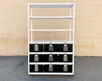 Custom 3 X 3 Locker Basket Unit on Casters With Expanded Metal Shelves, Made to Order, Free U.S. Shipping