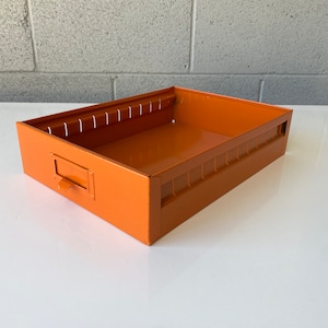Mid Century Steel Drawer Insert, Repurposed as Organizer / Container, Refinished in Deep Orange