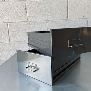 Mid Century Steel Drawer Insert, Repurposed as Organizer / Container, Refinished in METALLIC GRAY