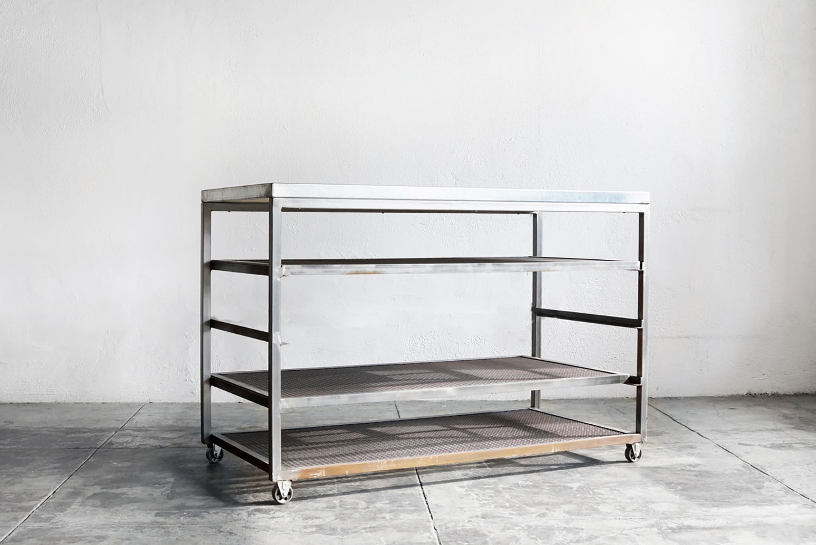 Custom Steel Rolling Rack With Expanded Metal Shelves Free - Etsy