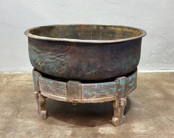 Early 20th Century Copper Cheese Vat and Stand