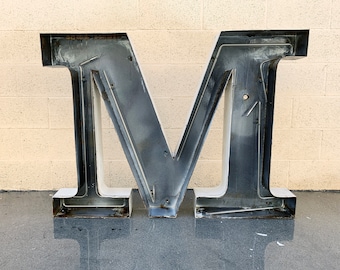 Jumbo Mid Century Channel Letter M Architectural Salvage Wall Sign, Free U.S. Shipping