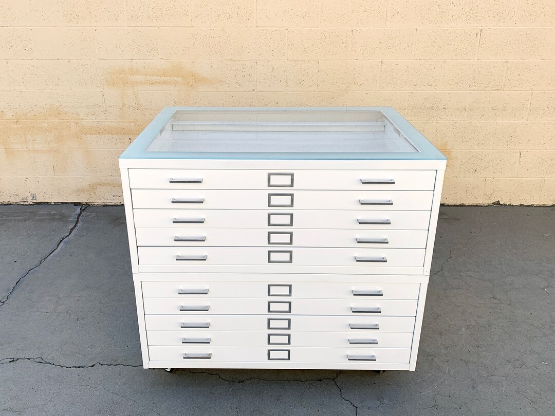 Vintage Flat File "double Stack" Cabinet Table, Custom Refinished to ...