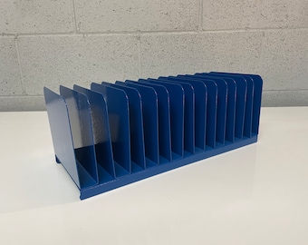 Mid Century 15 Slot Desktop Organizer, Refinished in Midnight Blue