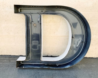 Jumbo Mid Century Channel Letter D Architectural Salvage Wall Sign, Free U.S. Shipping