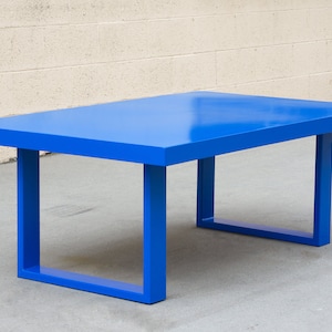Custom Made Minimalist Steel Coffee Table in Blue, Free U.S. Shipping